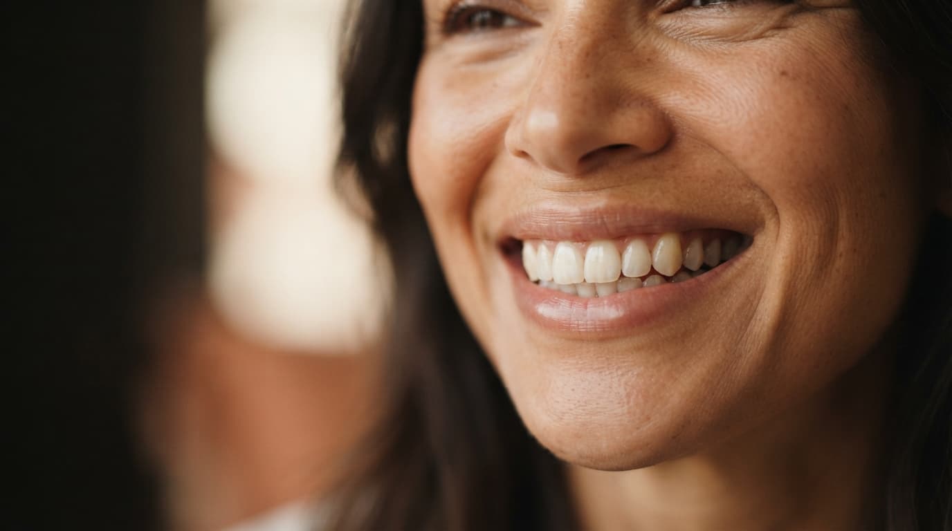 Primer plano de una sonrisa natural y saludable